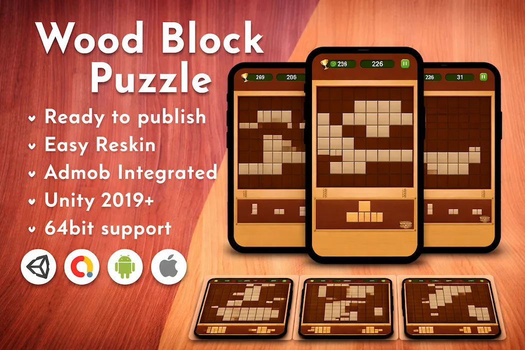 Download Wood Block Puzzle Unity Project – Ready to Publish Game