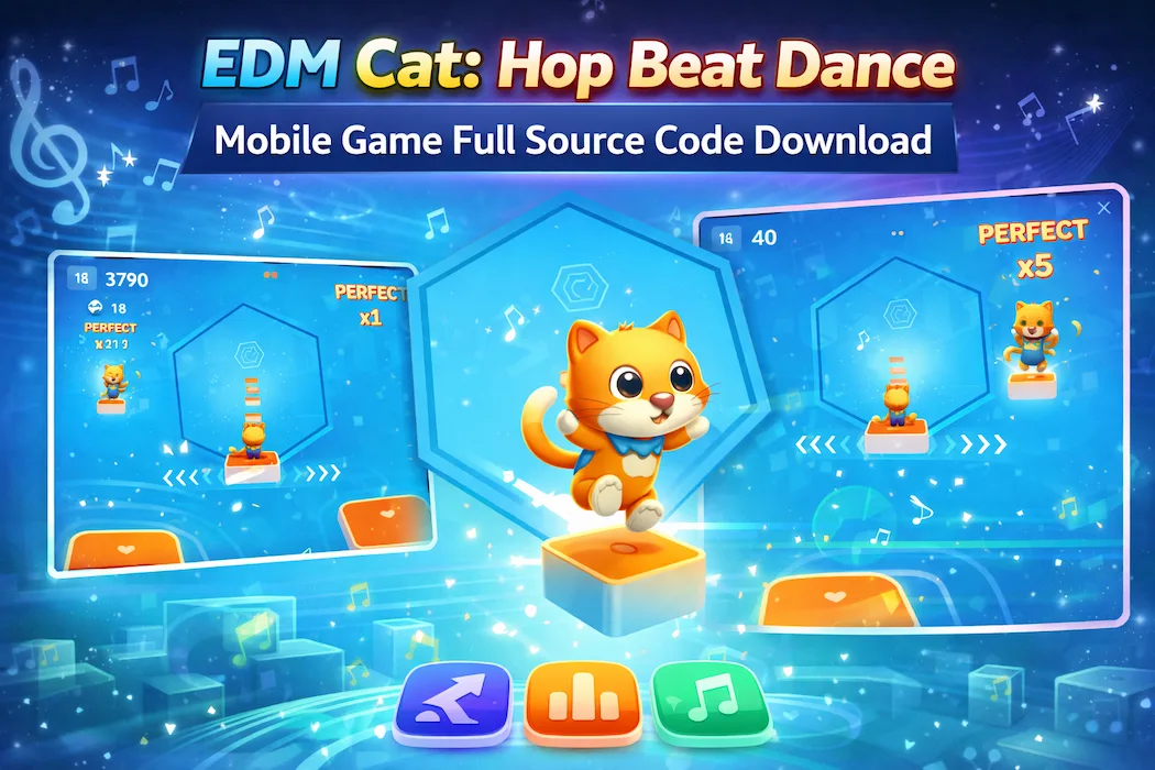EDM Cat Rhythm Game – Music Beat Unity Game Source Code Template