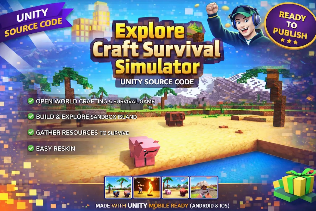 Explore Craft Survival Simulator – Unity 3D Open World Sandbox Game Source Code