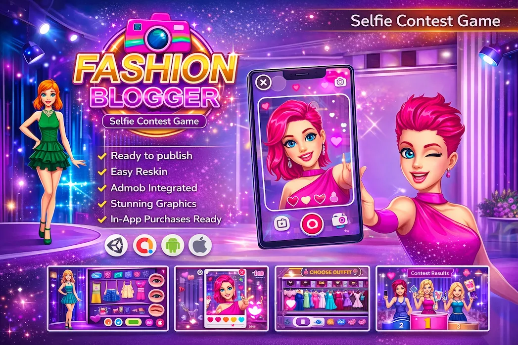 Fashion Blogger Game in Unity – Dress Up, Selfie Contest & Monetization