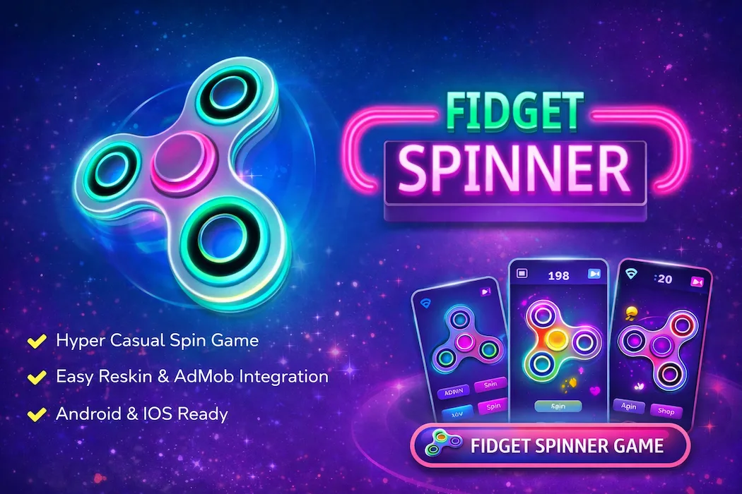 Fidget Spinner Unity Game Template – Hyper Casual Spin Game with AdMob