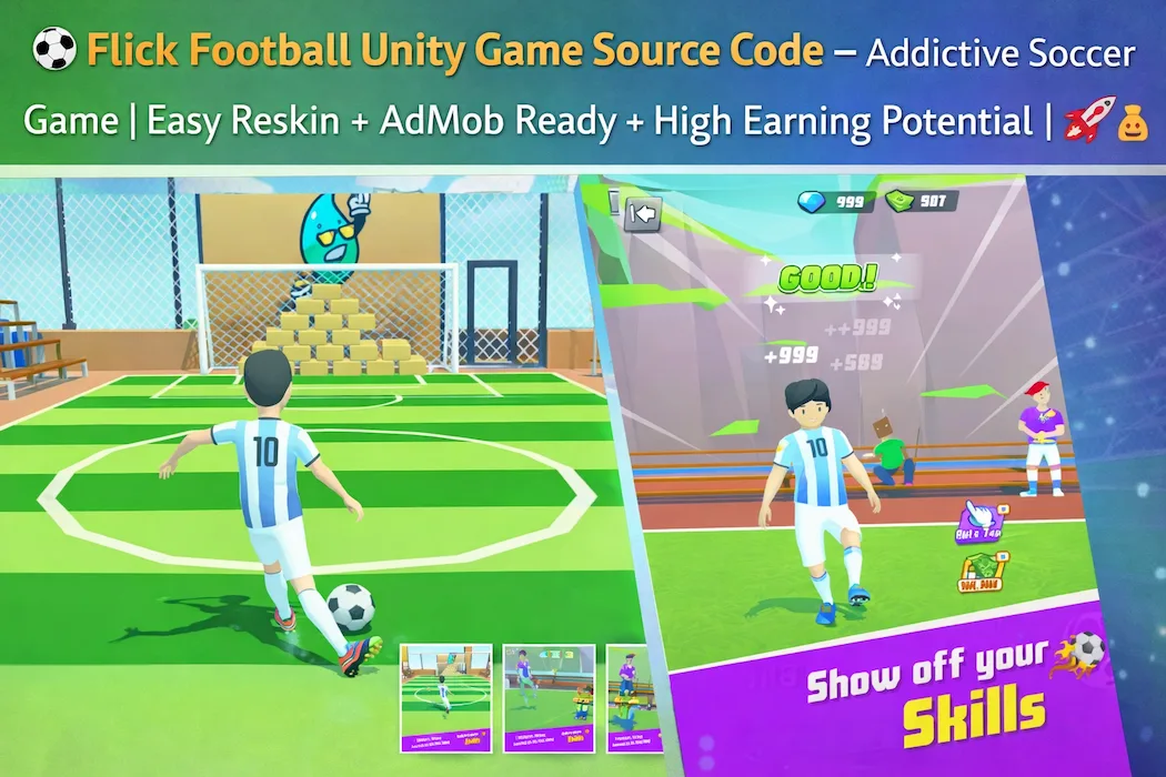 Flick Football Unity Game Source Code – Addictive Soccer Game Template