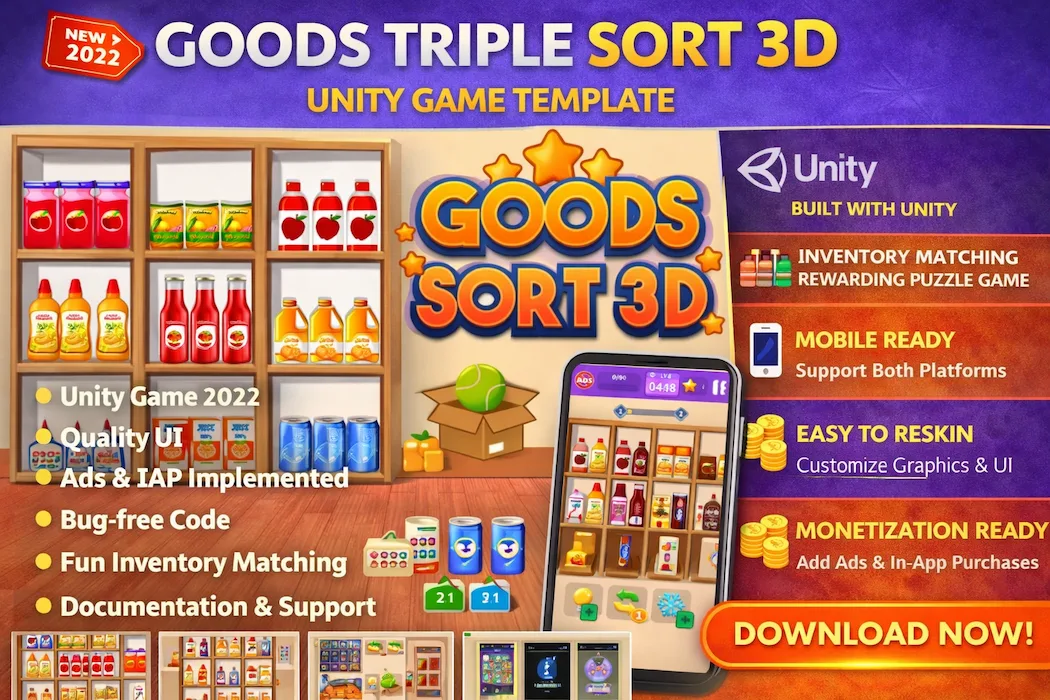 Goods Triple Sort 3D – Addictive Inventory Matching Puzzle Unity Game