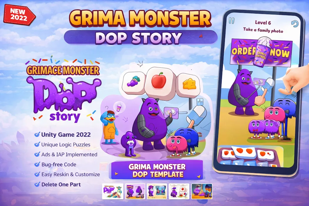 Grima Monster DOP Story – Fun Brain Puzzle Unity Game Template
