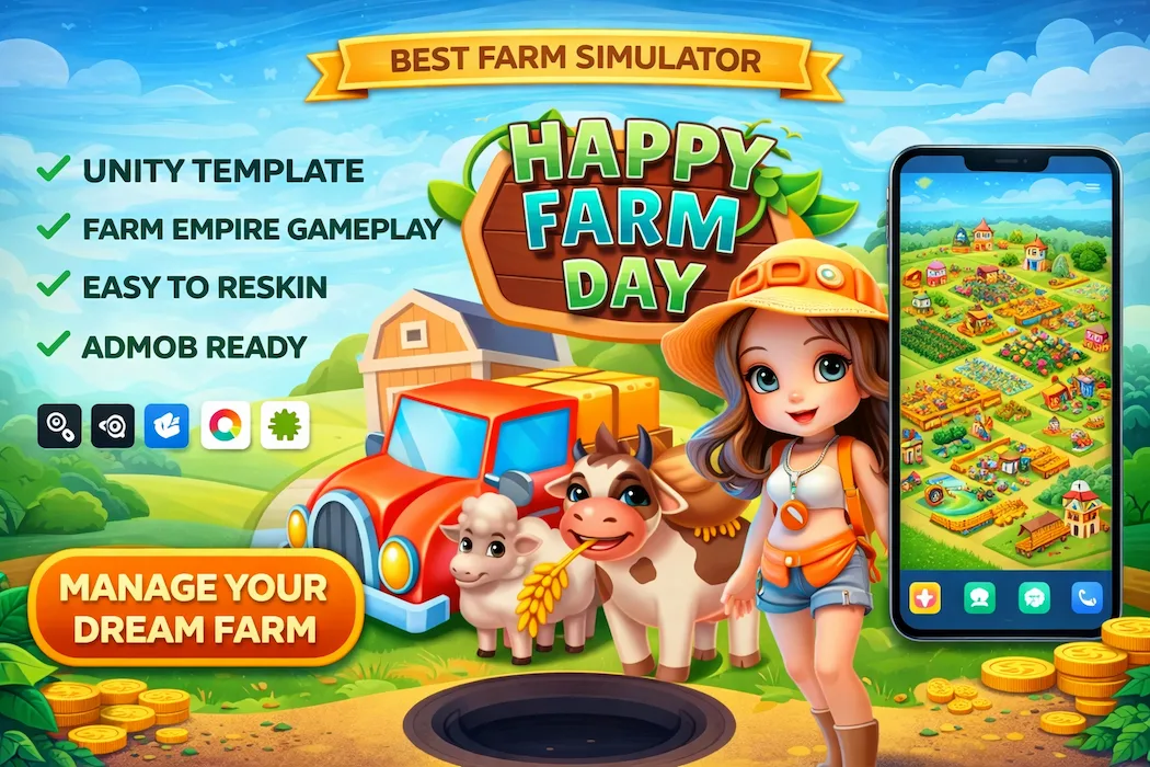 Happy Farm Day Game – Farm Empire Unity Source Code