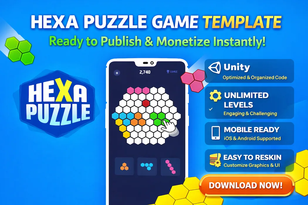 Hexa Puzzle Unity Game Template – Ready to Publish & Monetize