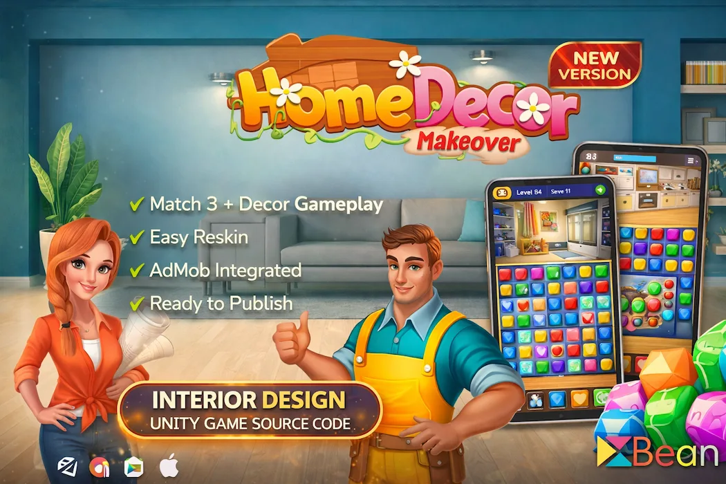Home Design Makeover Unity Game Source Code – Interior Design Game Template