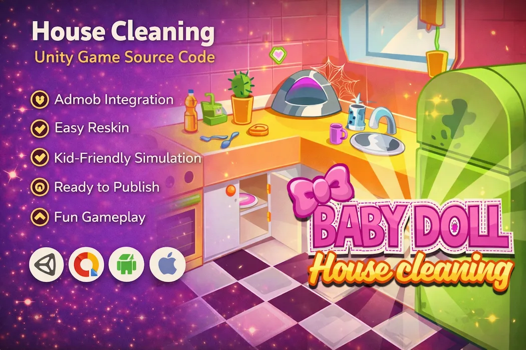 House Cleaning Unity Game Source Code – Fun Simulation Game Template