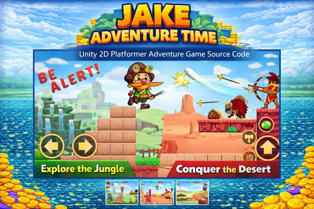 Jake Adventure – Jungle Run Platformer Game (Unity Source Code)