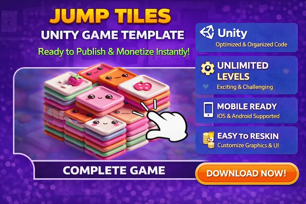 Jump Tiles Unity Game Template – Complete Game source code