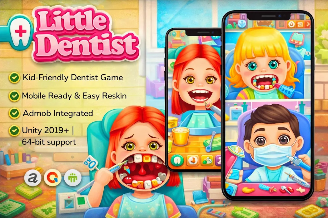 Kids Dentist Unity Game Source Code – Fun Doctor Simulation Game