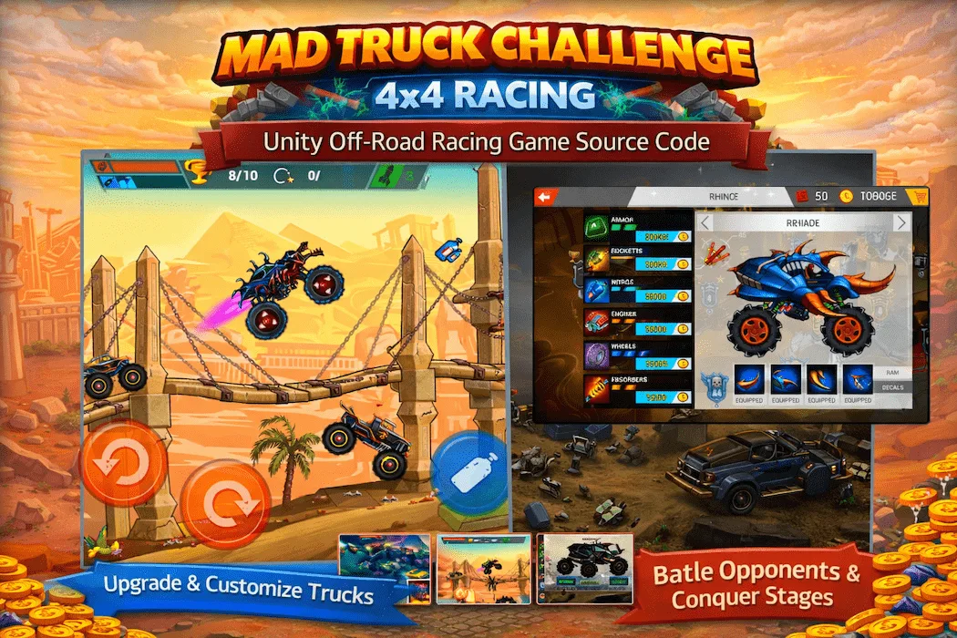 Mad Truck Challenge 4x4 Racing – Unity Off-Road Game Source Code