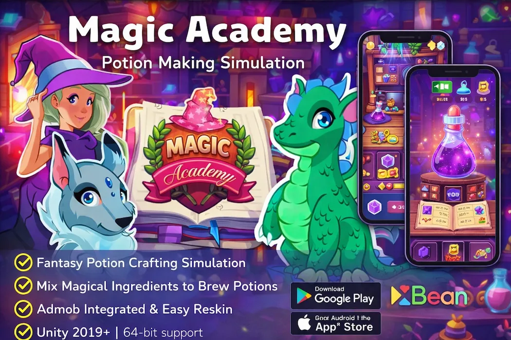 Magic Academy Unity Game Source Code – Potion Making Simulation Game