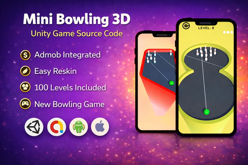 Mini Bowling 3D Unity Game Source Code with AdMob Integration
