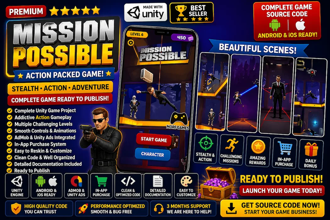 Mission Possible – Action Packed Unity Game Source Code