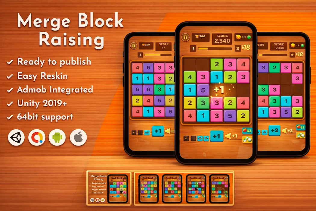 Mobile Merge Block Puzzle Game in Unity with Full Source Code