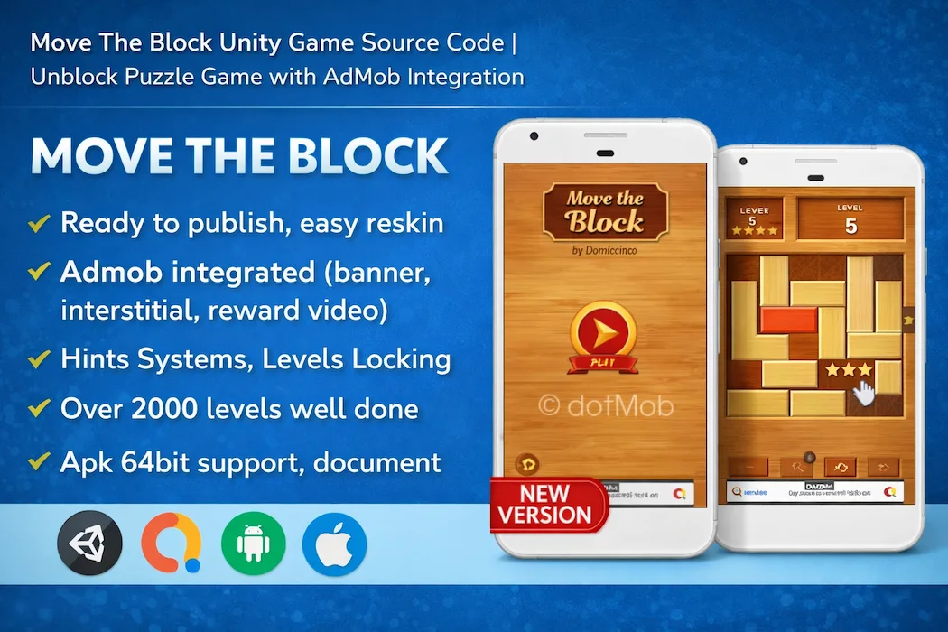 Move The Block Game Unity Source Code  Slide Puzzle Game with AdMob Ads
