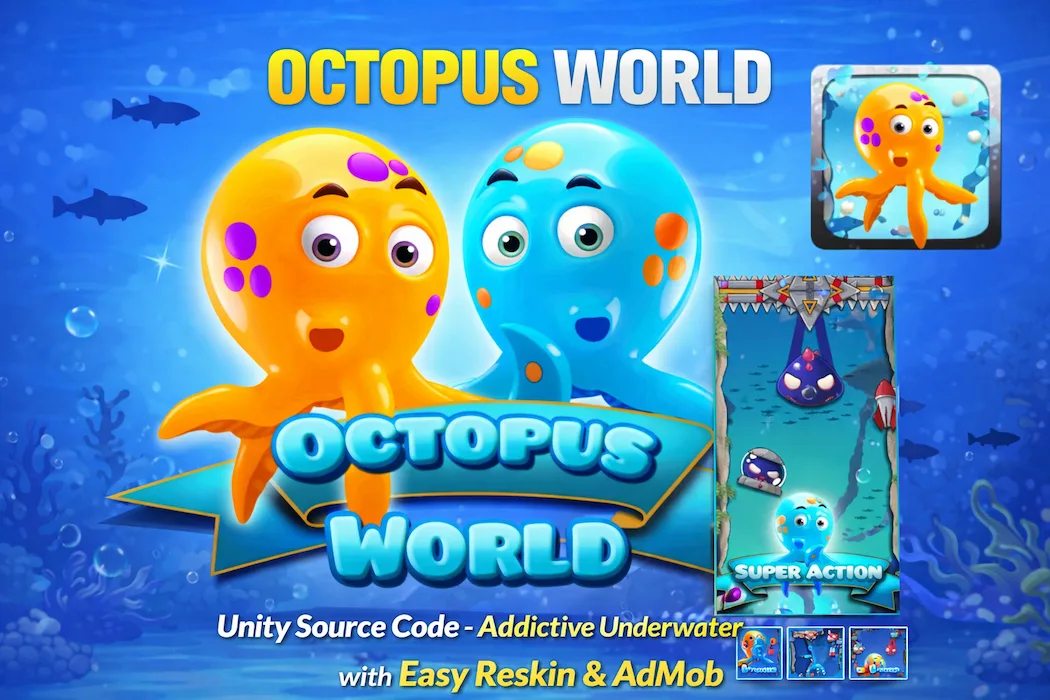 Octopus World Unity Source Code – Addictive Underwater Puzzle Game
