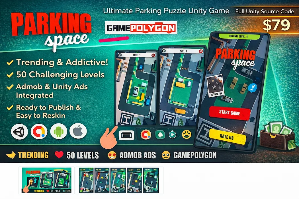 Parking Space Unity Game Source Code – Car Parking Puzzle with AdMob