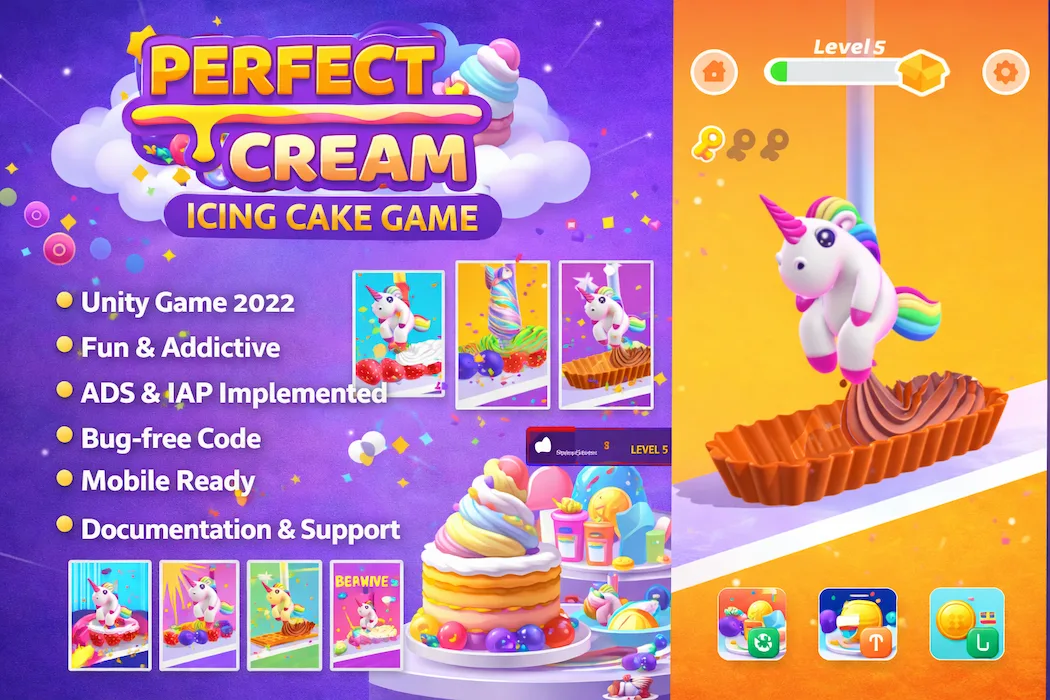 Perfect Cream – Icing Cake Decorating Game Unity Template