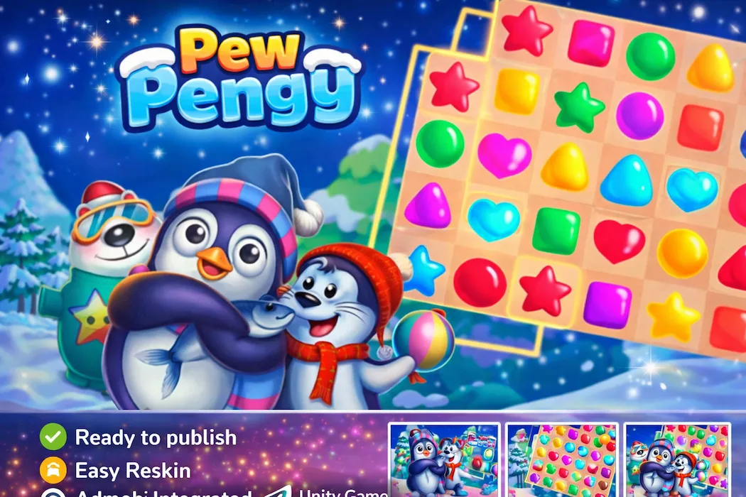 Pew Pengy Unity Game – Cute Match Puzzle Game with AdMob