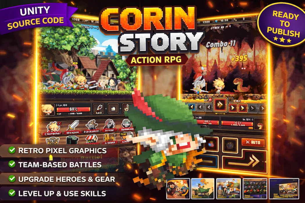 Pixel RPG Game – Corin Story Unity Source Code for Android & iOS
