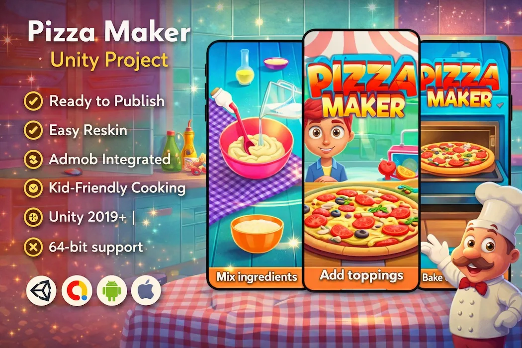 Pizza Maker Unity Game Source Code – Cooking Game Template