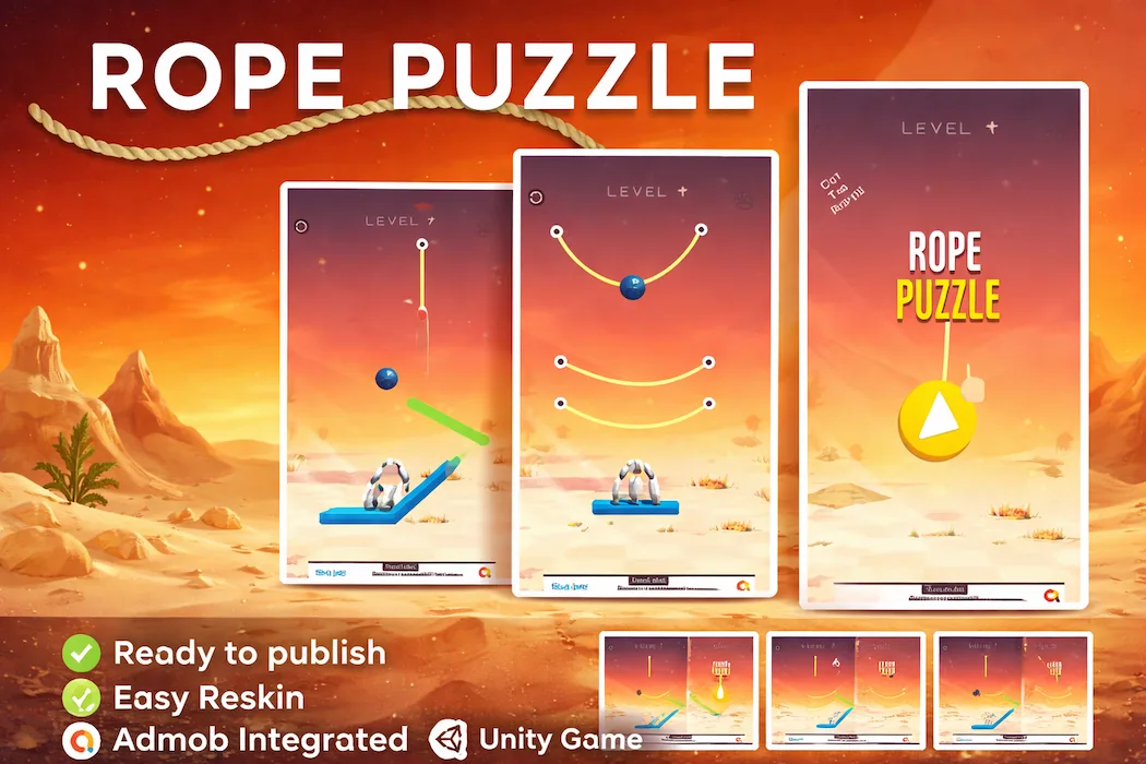 Rope Puzzle Unity Game – Physics Puzzle Game with AdMob Integration