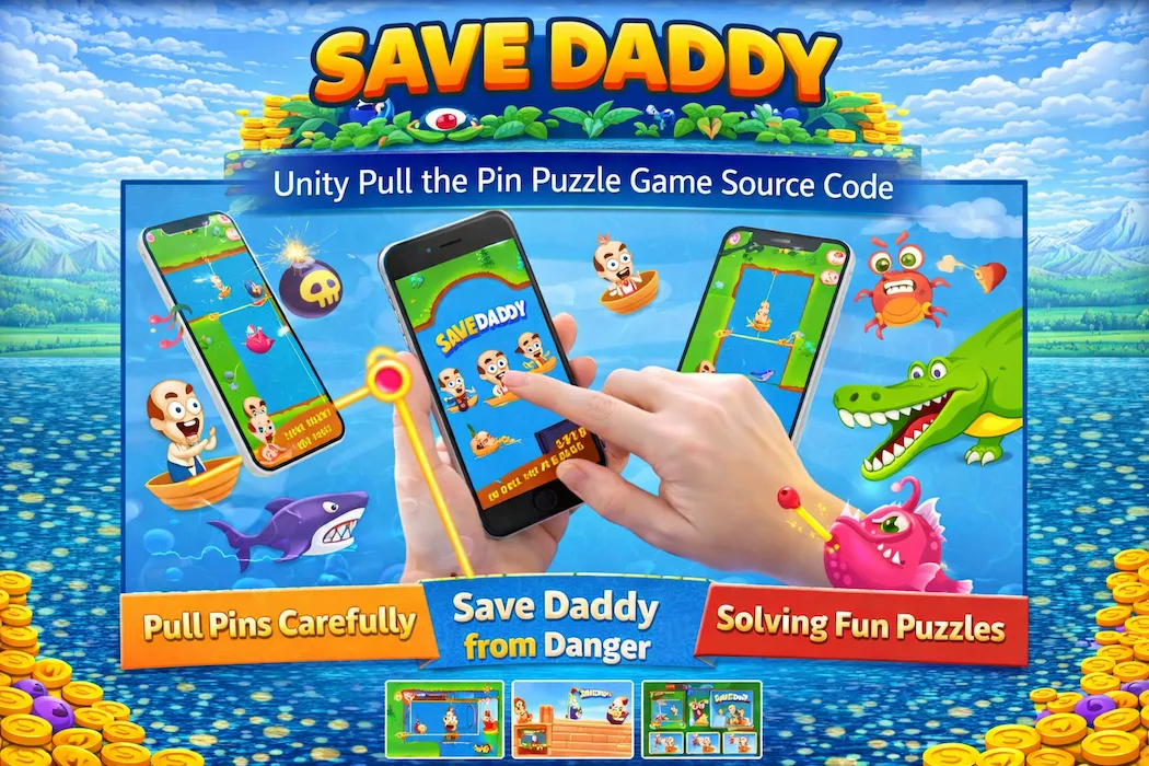 Save Daddy – Pull the Pin Puzzle Game (Unity Source Code)