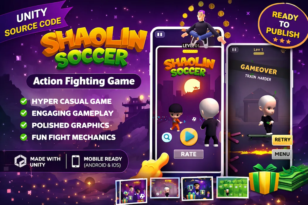 Shaolin Soccer Puzzle Game – Unity Source Code with Action & Hyper Casual Gameplay