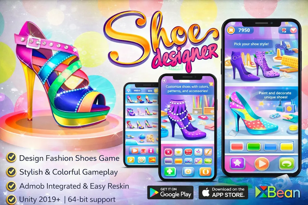 Shoe Designer Unity Game Source Code – Fashion Design Game Template