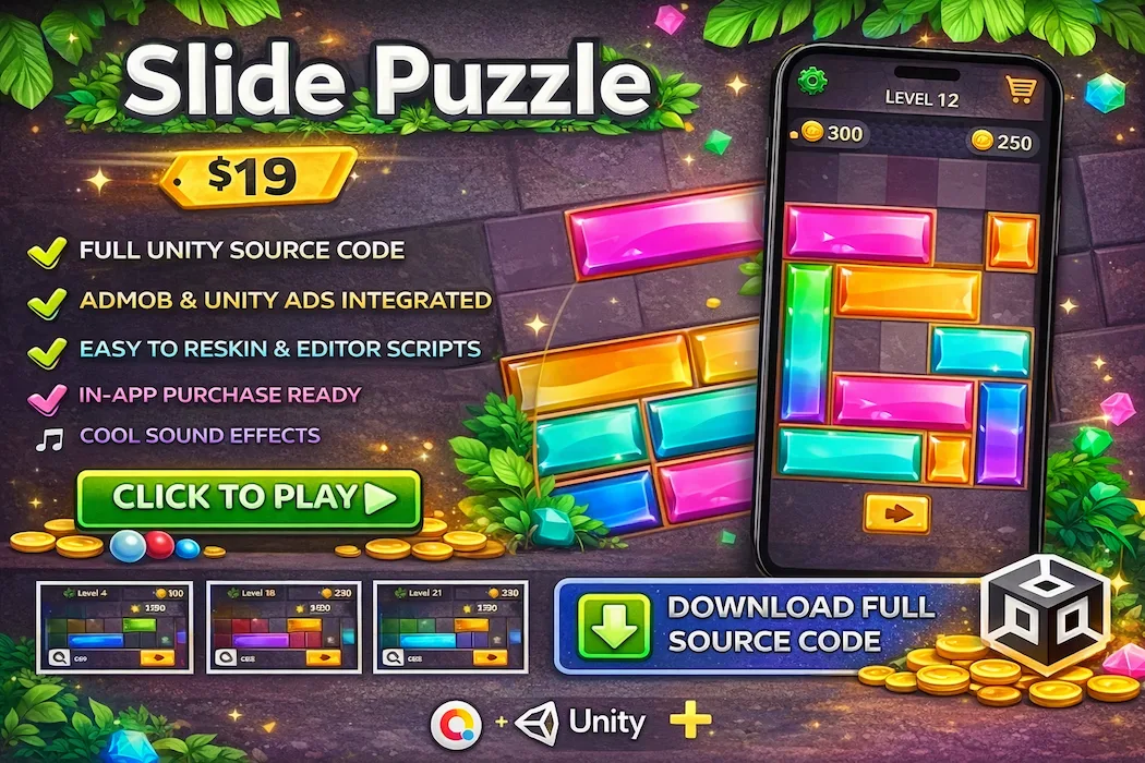 Slide Puzzle Game Unity Template – Ready to Publish Puzzle Game