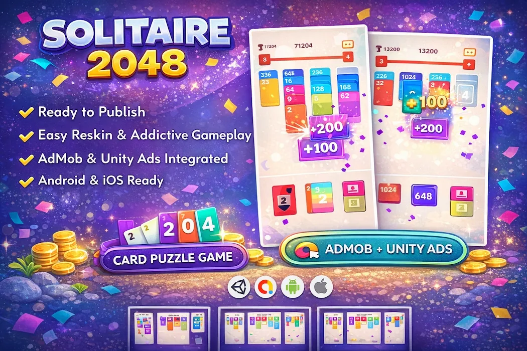 Solitaire 2048 Unity Game Template – Addictive Card Puzzle with AdMob