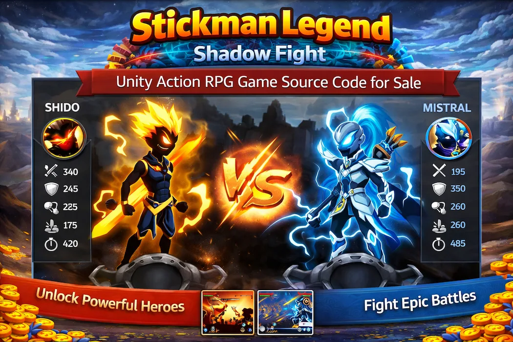 Stickman Legend Shadow Fight – Action RPG Game Source Code for Unity