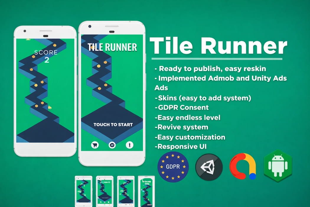 Tile Runner Unity Template  Endless Path Runner Game