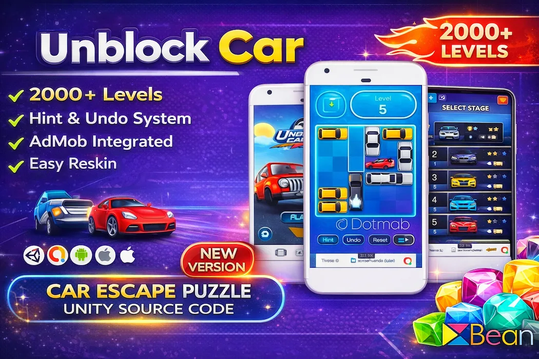 Unblock Car Unity Game Source Code – Car Escape Puzzle Template