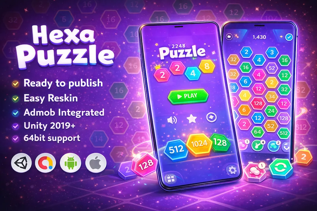 Unity 2248 Hexa Puzzle Game Kit – Build & Publish Fast (Full Source Code)