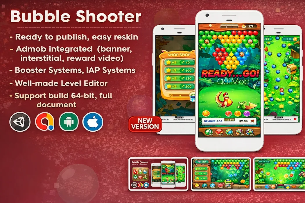 Unity Bubble Shooter Game Template – Ready to Publish & Easy Reskin