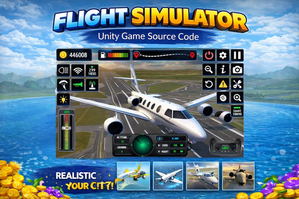 Flight Simulator Game – Complete Source Code with Unity Assets