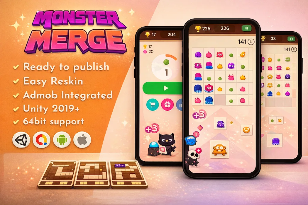 Unity Monster Merge Game Template – Easy Reskin & Monetization Ready