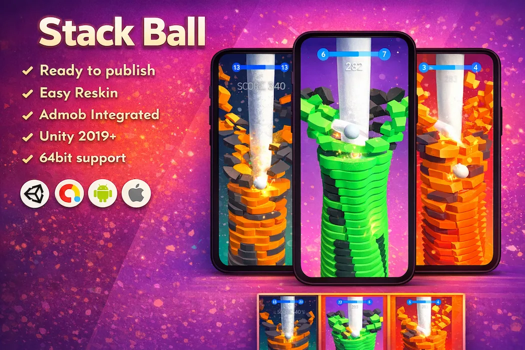 Unity Stack Ball Game Template – Ready to Publish