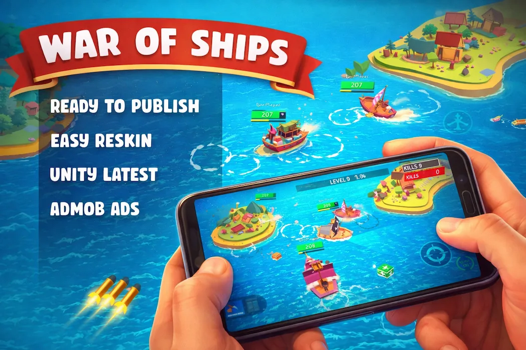 War of Ships Unity Game Source Code – Mobile Naval Battle Game