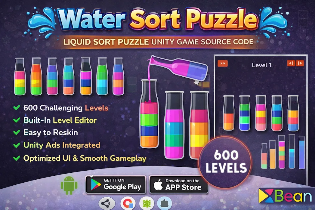 Water Sort Puzzle Unity Game Source Code – Liquid Sort Puzzle Template