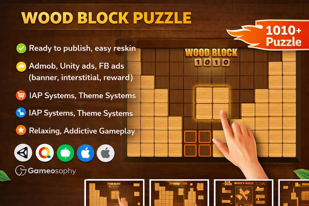 Wood Block Puzzle Unity Game – Classic Block Puzzle with AdMob Integration