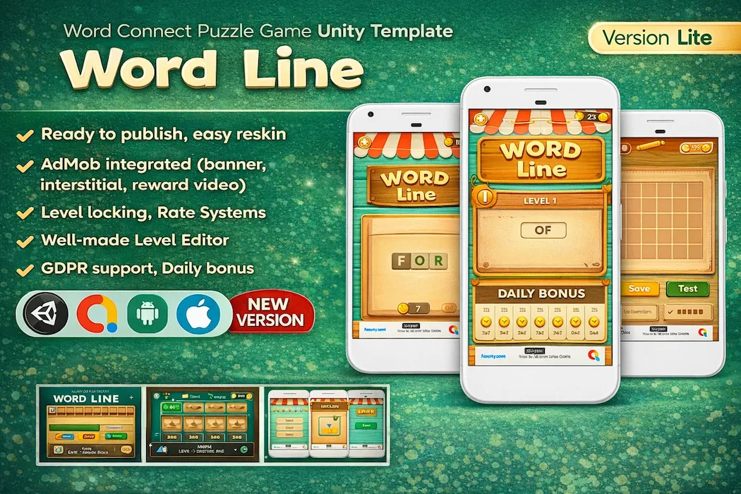 Word Line Unity Game Template – Word Connect Puzzle with AdMob